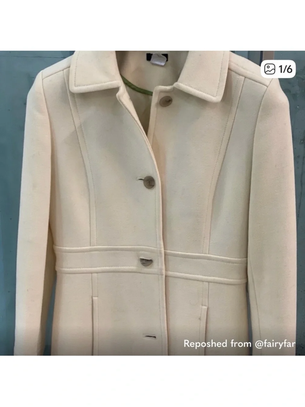J. Crew Lady Day Cream Single-Breasted Wool-Blend Coat - Picture 2 of 7
